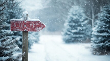 Snowy Christmas Tree Farm Sign