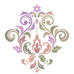 Damask graphic ornament. Floral design element. Colored vector pattern