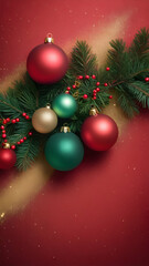 Obraz premium Vertical Festive Christmas Gradient with Subtle Sparkle: Red, Green, and Gold Holiday-Themed Graphic Background Texture 