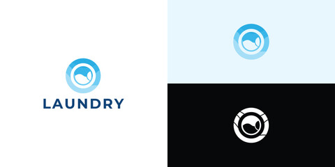 Laundry logo design. Washing machine icon for laundry service business logo template.