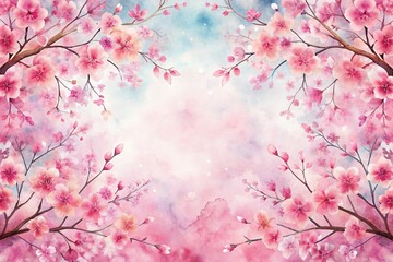 Obraz premium watercolor cherry blossom background