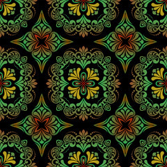 Vector damask seamless pattern background. Vintage ornamental template with pattern. Vector illustration. Islam, turkish, Indian, Arabic. 