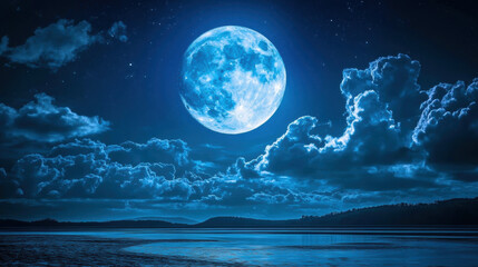 Take an artistic shot of a night sky, where thin clouds partially obscure a full moon,