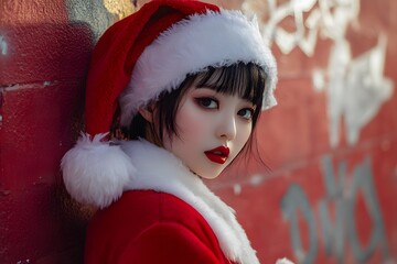 a Woman model in Santa Cosplay