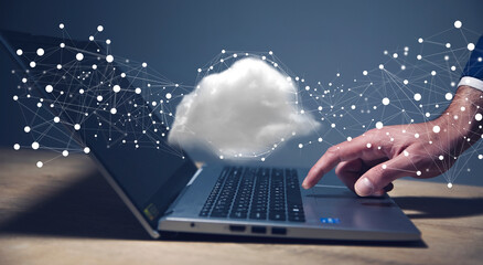 Polygonal wireframe cloud with connection