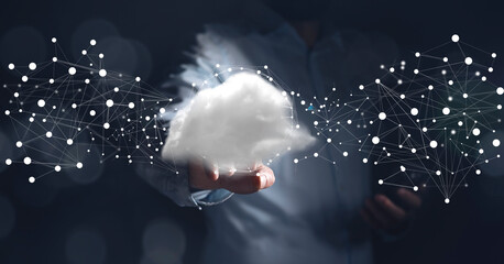 Polygonal wireframe cloud with connection
