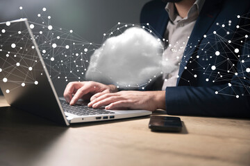 Polygonal wireframe cloud with connection