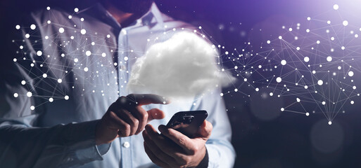 Polygonal wireframe cloud with connection