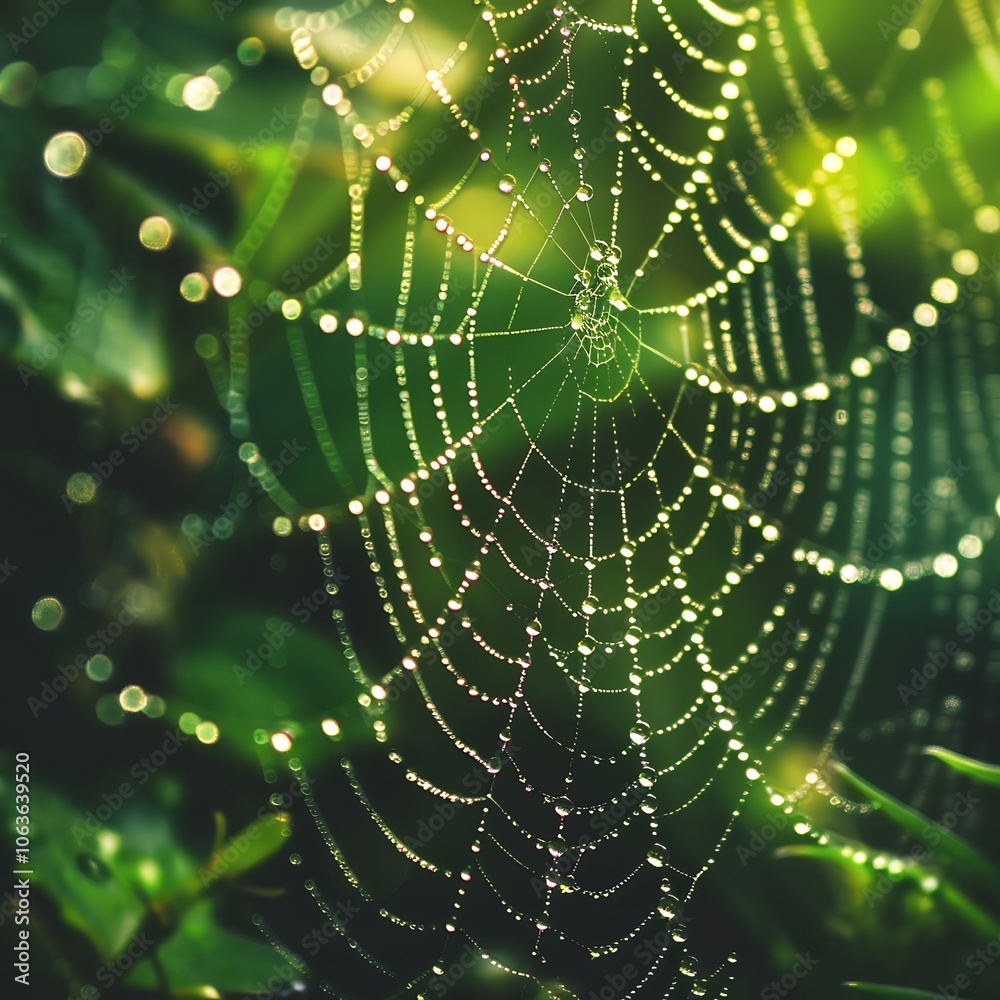 Canvas Prints spider web with dew drops