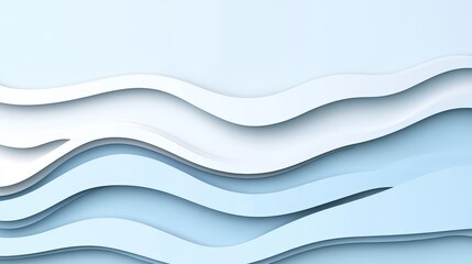 Obraz premium Abstract design featuring layered waves in soft blue tones, creating a calming visual effect.