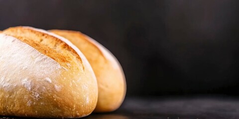 freshly baked bread against a black background