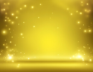 Realistic vector yellow background. Shiny yellow horizontal backdrop Glittering backround.
