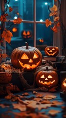 Fototapeta premium background with halloween decorations