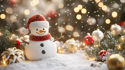snowman and christmas decoration