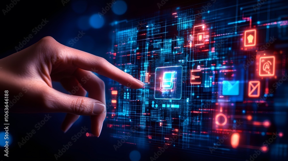 Poster Lifestyle photo of a person interacting with a 3D product model powered by AI, with 2D analytics and feedback options, merging design with user insights, 4k resolution