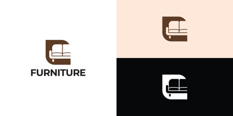Furniture Logo. Interior Sofa Chair. Furnishing Interior Logo Design Template.