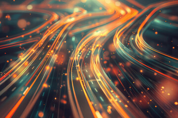 Fototapeta premium texture of smooth curves, autobahn, abstract wavy road, interweaving of paths, moving headlights, emptiness, splash screen, copy space