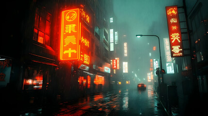 Rainy Night Street Scene Illustration