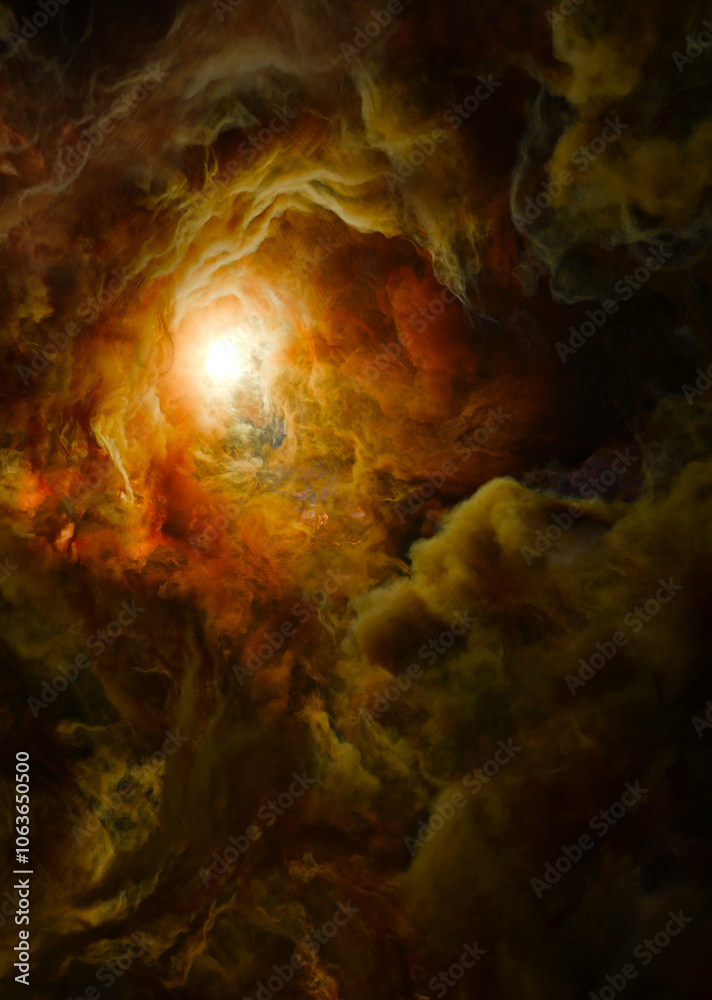 Wall mural nebula in outer space, planets and galaxy, 3d animation