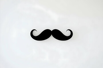 Curvy black object resembling mustache against white background playful tone highlighted.