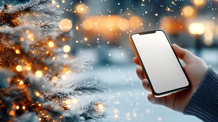 Detailed close up of a hand gripping an iPhone with a blank white screen, ideal for showcasing your digital design or mobile app mockup