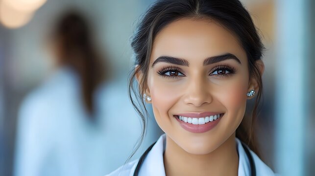 A talented Indian doctor showcasing her expertise and dedication, with a friendly smile and assurance, symbolizing trust and reliability in healthcare.