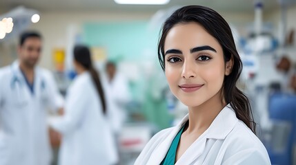 An Indian female doctor demonstrating leadership and expertise, embodying compassion and dedication to patient care