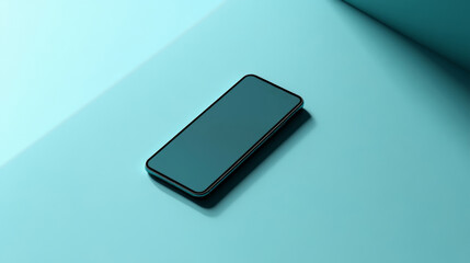 Smartphone on solid color minimalist background, copy space