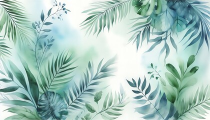 background with watercolor leaves,generative ai