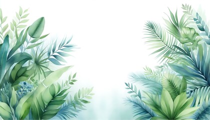 watercolor green nature on white background,generative ai