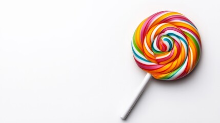 Rainbow Swirl Lollipop: A vibrant, colorful lollipop with a captivating swirl design, photographed against a clean backdrop. Perfect for adding a touch of sweetness and whimsy to your projects. 