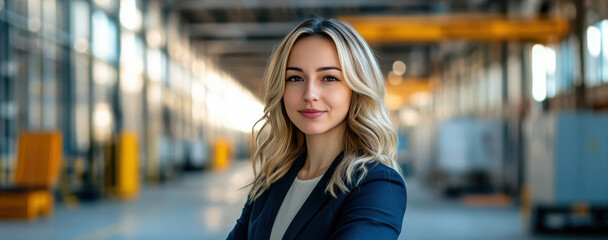 Fototapeta premium Confident Businesswoman in Modern Industrial Setting with Natural Light