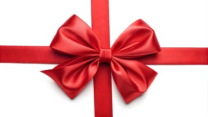 Fototapeta premium Elegant Red Ribbon Bow Art, Decorative Ribbon Design 