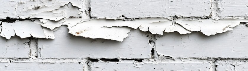 Obraz premium Close-Up of White Brick Wall with Peeling Paint
