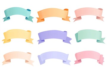 Obraz premium Set of colorful flat ribbons and banners vector illustration on a white background