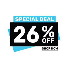 Special deal 26 off price marketing blue color design.