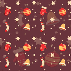 Hand drawn christmas pattern design background. Vector.