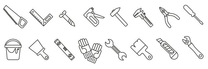 Obraz premium Hand tool icons. Set of tools icons for construction and repair.