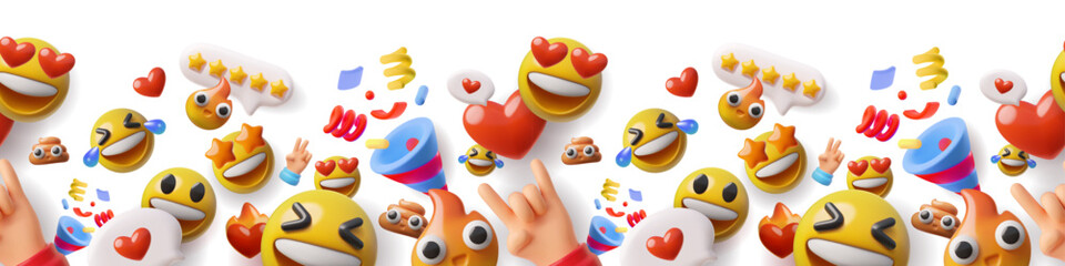 Obraz premium 3d emoji. Horizontal banner.