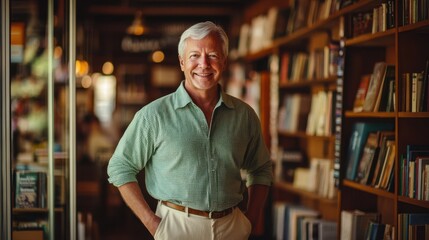 The Smiling Man in Bookstore