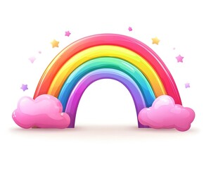 Vibrant Rainbow Icon with Soft Gradients and Rounded Clouds  Symbolizing Positivity and Hope in Playful Cartoon Style