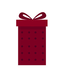 Christmas or New Year Family Party Gift Box Icon Isolated on White