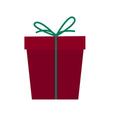 Christmas or New Year Family Party Gift Box Icon Isolated on White