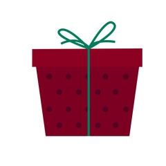 Christmas or New Year Family Party Gift Box Icon Isolated on White