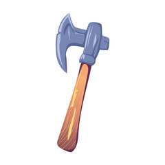 Mining axe in flat design. Vintage digging industry steel instrument. Vector illustration isolated.