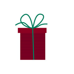 Christmas or New Year Family Party Gift Box Icon Isolated on White