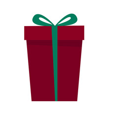 Christmas or New Year Family Party Gift Box Icon Isolated on White