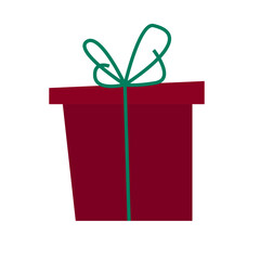 Christmas or New Year Family Party Gift Box Icon Isolated on White