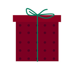 Christmas or New Year Family Party Gift Box Icon Isolated on White