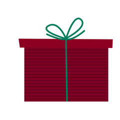 Christmas or New Year Family Party Gift Box Icon Isolated on White